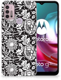 B2Ctelecom Telefoon Hoesje Motorola Moto G30 | G10 Mobiel Case Zwart Bloemen