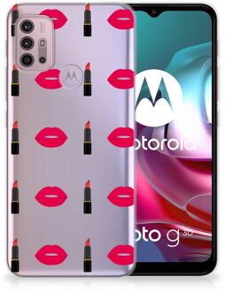 B2Ctelecom Telefoon Hoesje Motorola Moto G30 | G10 Silicone Hoesje Doorzichtig Lipstick Kiss