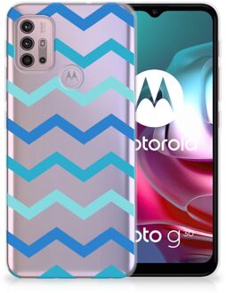 B2Ctelecom Telefoon Hoesje Motorola Moto G30 | G10 Siliconen Back Cover Zigzag Blauw