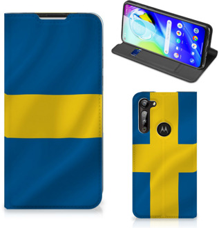 B2Ctelecom Telefoon Hoesje Motorola Moto G8 Power Flipcase Zweedse Vlag