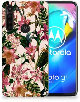 B2Ctelecom Telefoon Hoesje Motorola Moto G8 Power Leuk TPU Back Case Bloemen