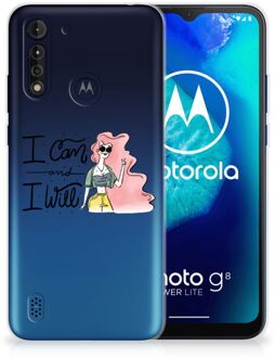 B2Ctelecom Telefoon Hoesje Motorola Moto G8 Power Lite Hoesje met Tekst i Can