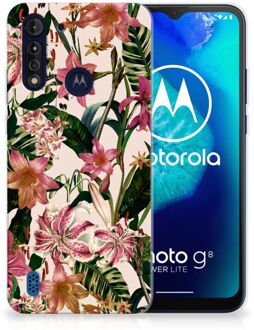 B2Ctelecom Telefoon Hoesje Motorola Moto G8 Power Lite Leuk TPU Back Case Bloemen