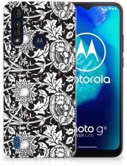 B2Ctelecom Telefoon Hoesje Motorola Moto G8 Power Lite Mobiel Case Zwart Bloemen