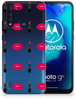 B2Ctelecom Telefoon Hoesje Motorola Moto G8 Power Lite Silicone Hoesje Doorzichtig Lipstick Kiss