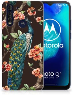 B2Ctelecom Telefoon Hoesje Motorola Moto G8 Power Lite Siliconen Back Cover Pauw met Bloemen