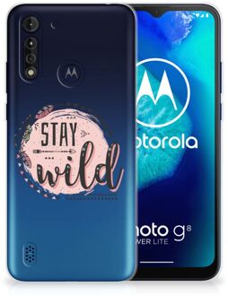 B2Ctelecom Telefoon Hoesje Motorola Moto G8 Power Lite Siliconen Back Cover Transparant Boho Stay Wild