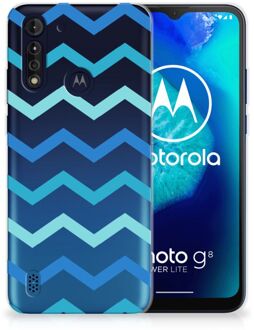 B2Ctelecom Telefoon Hoesje Motorola Moto G8 Power Lite Siliconen Back Cover Zigzag Blauw