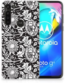 B2Ctelecom Telefoon Hoesje Motorola Moto G8 Power Mobiel Case Zwart Bloemen