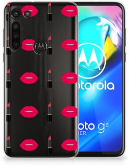 B2Ctelecom Telefoon Hoesje Motorola Moto G8 Power Silicone Hoesje Doorzichtig Lipstick Kiss