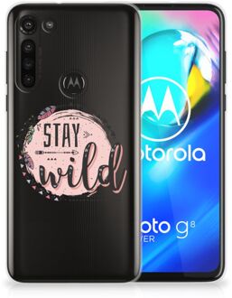 B2Ctelecom Telefoon Hoesje Motorola Moto G8 Power Siliconen Back Cover Transparant Boho Stay Wild