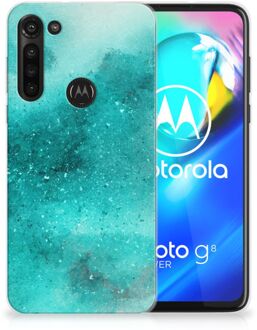 B2Ctelecom Telefoon Hoesje Motorola Moto G8 Power Siliconen Hoesje Painting Blue