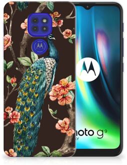 B2Ctelecom Telefoon Hoesje Motorola Moto G9 Play | E7 Plus Siliconen Back Cover Pauw met Bloemen