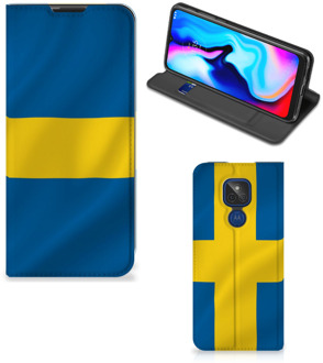 B2Ctelecom Telefoon Hoesje Motorola Moto G9 Play Flipcase Zweedse Vlag