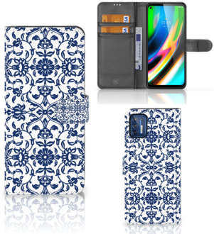 B2Ctelecom Telefoon Hoesje Motorola Moto G9 Plus Book Case Flower Blue