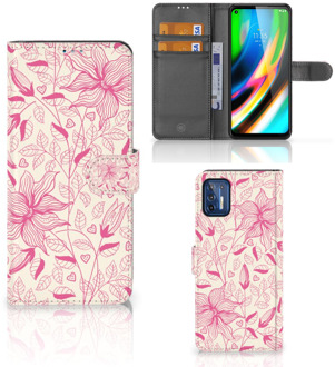 B2Ctelecom Telefoon Hoesje Motorola Moto G9 Plus Magnet Case Pink Flowers