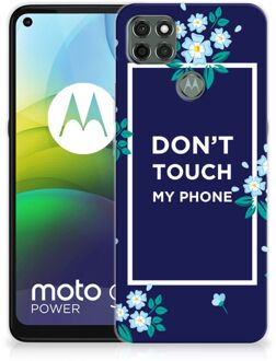 B2Ctelecom Telefoon Hoesje Motorola Moto G9 Power Leuk TPU Back Case Flowers Blue Don't Touch My Phone