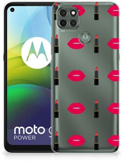 B2Ctelecom Telefoon Hoesje Motorola Moto G9 Power Silicone Hoesje Doorzichtig Lipstick Kiss