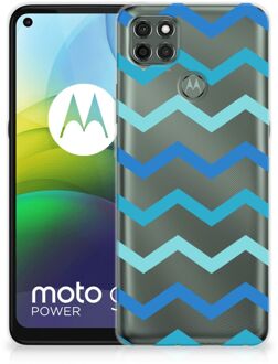 B2Ctelecom Telefoon Hoesje Motorola Moto G9 Power Siliconen Back Cover Zigzag Blauw