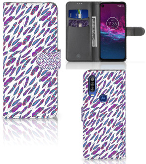 B2Ctelecom Telefoon Hoesje Motorola One Action Feathers Color