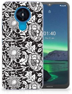 B2Ctelecom Telefoon Hoesje Nokia 1.4 Mobiel Case Zwart Bloemen