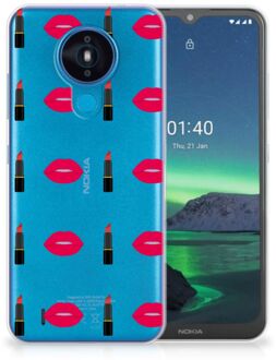 B2Ctelecom Telefoon Hoesje Nokia 1.4 Silicone Hoesje Doorzichtig Lipstick Kiss