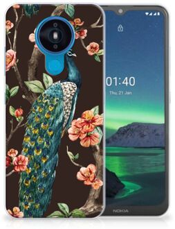 B2Ctelecom Telefoon Hoesje Nokia 1.4 Siliconen Back Cover Pauw met Bloemen