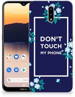 B2Ctelecom Telefoon Hoesje Nokia 2.3 Leuk TPU Back Case Flowers Blue Don't Touch My Phone