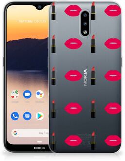 B2Ctelecom Telefoon Hoesje Nokia 2.3 Silicone Hoesje Doorzichtig Lipstick Kiss