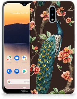 B2Ctelecom Telefoon Hoesje Nokia 2.3 Siliconen Back Cover Pauw met Bloemen