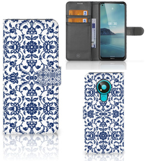 B2Ctelecom Telefoon Hoesje Nokia 3.4 Book Case Flower Blue