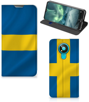 B2Ctelecom Telefoon Hoesje Nokia 3.4 Flipcase Zweedse Vlag