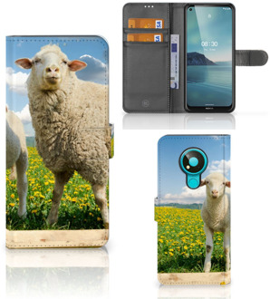 B2Ctelecom Telefoon Hoesje Nokia 3.4 Wallet Book Case met foto Schaap en Lammetje