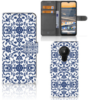 B2Ctelecom Telefoon Hoesje Nokia 5.3 Book Case Flower Blue