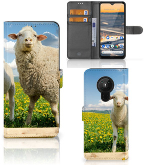 B2Ctelecom Telefoon Hoesje Nokia 5.3 Book Wallet Case met foto Schaap en Lammetje