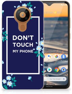 B2Ctelecom Telefoon Hoesje Nokia 5.3 Leuk TPU Back Case Flowers Blue Don't Touch My Phone