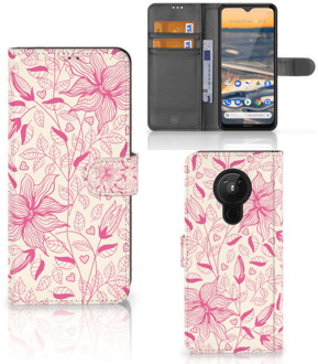 B2Ctelecom Telefoon Hoesje Nokia 5.3 Magnet Case Pink Flowers