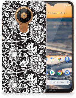 B2Ctelecom Telefoon Hoesje Nokia 5.3 Mobiel Case Zwart Bloemen