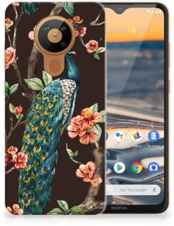 B2Ctelecom Telefoon Hoesje Nokia 5.3 Siliconen Back Cover Pauw met Bloemen