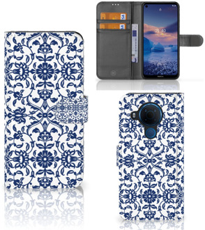 B2Ctelecom Telefoon Hoesje Nokia 5.4 Book Case Flower Blue