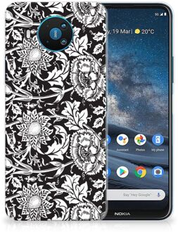 B2Ctelecom Telefoon Hoesje Nokia 8.3 Mobiel Case Zwart Bloemen