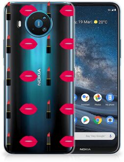 B2Ctelecom Telefoon Hoesje Nokia 8.3 Silicone Hoesje Doorzichtig Lipstick Kiss