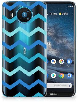 B2Ctelecom Telefoon Hoesje Nokia 8.3 Siliconen Back Cover Zigzag Blauw