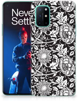 B2Ctelecom Telefoon Hoesje OnePlus 8T Mobiel Case Zwart Bloemen