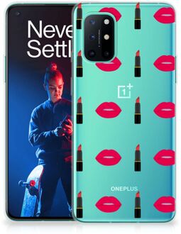 B2Ctelecom Telefoon Hoesje OnePlus 8T Silicone Hoesje Doorzichtig Lipstick Kiss