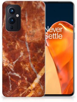 B2Ctelecom Telefoon Hoesje OnePlus 9 Hoesje Bumper Marmer Bruin