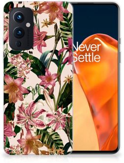 B2Ctelecom Telefoon Hoesje OnePlus 9 Leuk TPU Back Case Bloemen