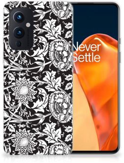 B2Ctelecom Telefoon Hoesje OnePlus 9 Mobiel Case Zwart Bloemen