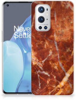 B2Ctelecom Telefoon Hoesje OnePlus 9 Pro Hoesje Bumper Marmer Bruin