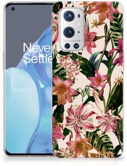 B2Ctelecom Telefoon Hoesje OnePlus 9 Pro Leuk TPU Back Case Bloemen